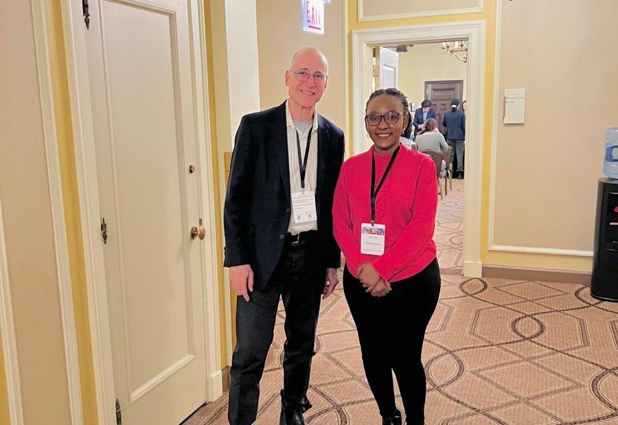 Salma Emmanuel with a colleague at a conference