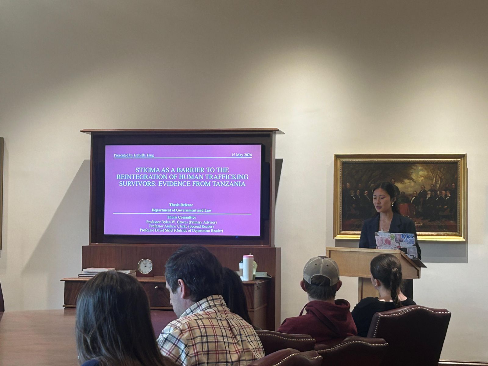Isabella Tang defends her honors thesis